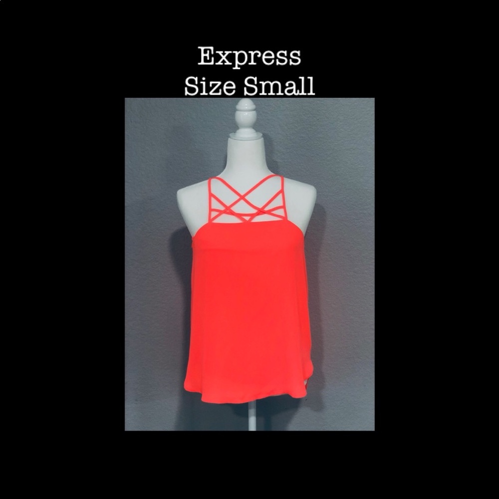 Express • Bright Orange Coral Strappy Tank • Small